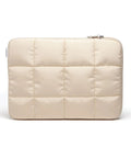 Nylon Puffy Zipping Laptop Sleeve 9.75 By 13 Inches Fits Most Screens Up To 14 Inches With Plush Lining Sand Beige front view