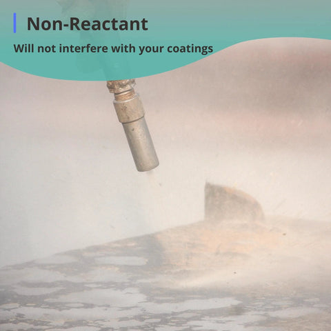 80 Grit Aluminum Oxide Blast Media in an 8 lb bucket used in a sandblaster demonstrating efficient metal surface prep.