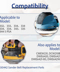 Compatibility chart for 2 Pack Replacement Belts for 5 Inch Random Orbital Sanders DeWalt DWE6420 DWE6421 DWE6423 models