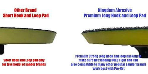 Comparison of Pro Net Grip Faced Vacuum Pad for 6 Inch Sander Discs vs. other brand with hook and loop backing pad