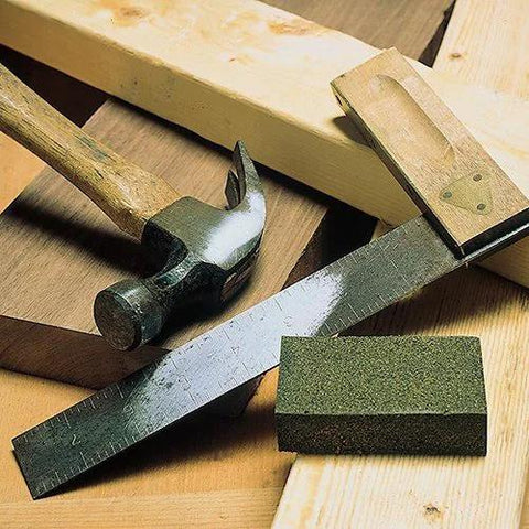 Sanding Block 3 Pack With Fine Medium Coarse Grits Shaping And Rust Removal tools and blocks on wooden surface