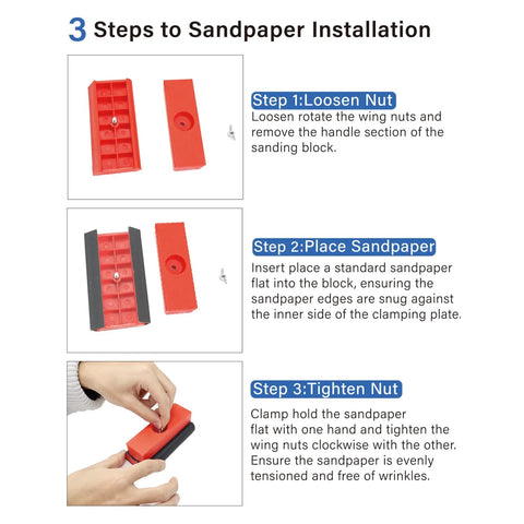 3 steps to install sandpaper on hand sanding blocks set for auto body and woodworking 25 pcs grit 120 to 3000