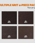 Four Pcs Aluminum Oxide Sanding Blocks Grit 60 80 120 220 for Wood Metal Drywall displayed in grid layout