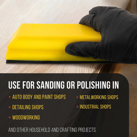 Use of Pro Series Sanding Kit With 5 Inch 7 3 Quarter Inch 10 Inch Hook Loop Blocks in various shop settings.
