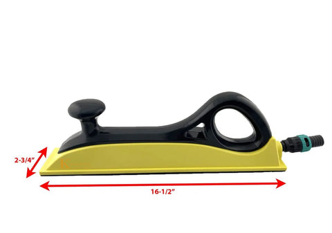 Side view of Pro Net Multi-Hole Vacuum Hand Sanding Pad for Block Sanding, 2.75 by 16.5 inch, with ergonomic handle and hook-and-loop face.