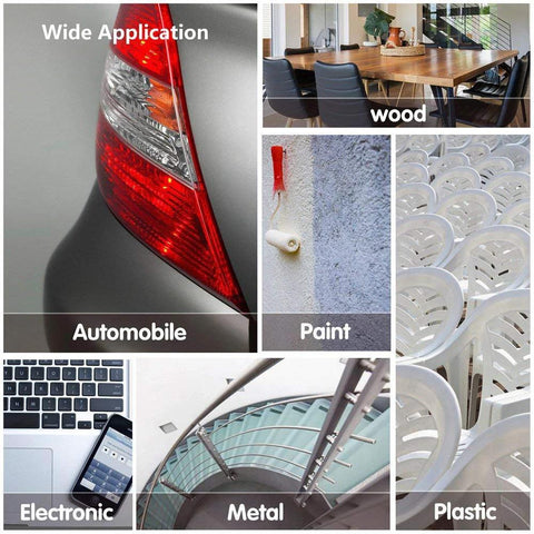 LotFancy mouse sander sandpaper set, 70 pcs, 6-hole pads, assorted grits; collage of car, wood, paint, metal, plastic