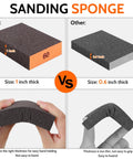 Comparison of 60 grit sanding sponges, highlighting 1-inch thick vs 0.6-inch thick, part of Assorted Grit Sanding Block Set 60 80 120 220 Blocks For Wood Drywall Metal.