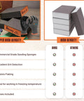 Sanding Sponge 4 Pack 60 80 120 220 Grit Wet Dry Sanding Blocks with Gloves for Wood Drywall Metal Reusable Sanding Set, comparison chart included