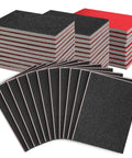 27 Pcs Sanding Sponge Pads Set 120 To 3000 Grit For Wet Dry Sanding Wood Metal, various grits, black and red pads arranged neatly