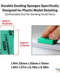 Sanding Sponge Set 34P 10mm Thick Wet Dry Assorted Grits 120 To 10000 For Models with size measurements and sponge close-up