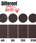 Image showing the 4 different grits 60, 80, 120, and 220 of a Sanding Sponge Set 4 Pack 60 80 120 220 Grit For Wood Metal Drywall.