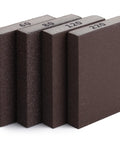 Sanding Sponge Set 4 Pack 60 80 120 220 Grit For Wood Metal Drywall, angled view showing four brown abrasive foam blocks.