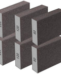 Six Piece Sanding Sponge Set Washable Reusable 60 80 120 220 Grits for Wood, showing all six sponges in a stacked formation.