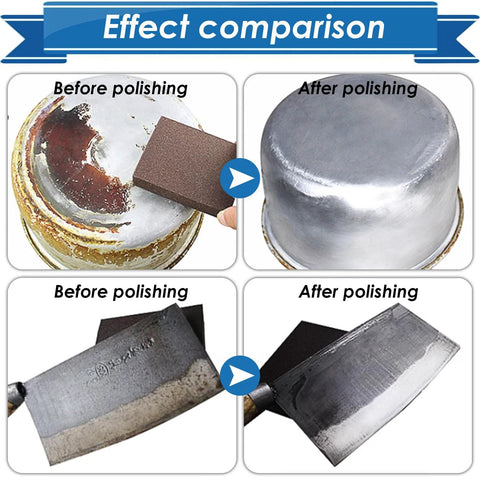 Comparison of metal polishing using Six Piece Sanding Sponge Set Washable Reusable 60 80 120 220 Grits for Wood