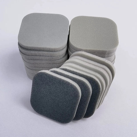 Stack of 27 Pcs Sanding Sponges 2x2 Pads With 9 Grits 320 To 3500 For Craft Polishing, showing assorted grits.
