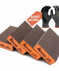 Sanding Sponge 4 Pack 60 80 120 220 Grit Wet Dry Sanding Blocks with Gloves for Wood Drywall Metal Reusable Sanding Set