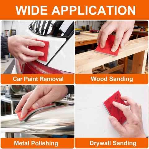 28 Pcs Grit Sanding Sponges Set Wet Dry Foam Hand Sander for wood, metal, auto applications like car paint removal and metal polishing