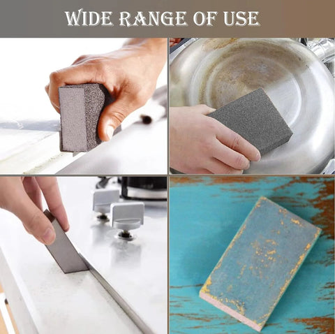 Using 4 Pack 220 Grit Single Angle Sanding Sponges For Wood Metal Drywall on metal surface, pot, and drywall