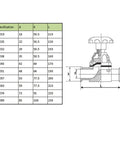 Diagram and specifications table for sanitary diaphragm valve, showing dimensions for SUS316L stainless steel clamp valve OD32