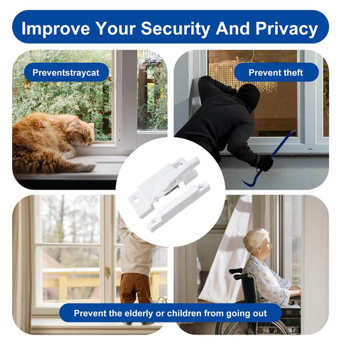 Enhance home security with this 2-pack white sash locks for single and double hung windows, visible in security scenarios.