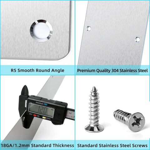 Close-up of Two Pack Satin Finish 304 Stainless Steel Door Pull Handles highlighting thickness, quality, and screws