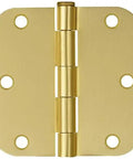 Heavy Duty Interior Door Hinges 3.5 Inch By 3.5 Inch 5 Eighth Inch Radius Satin Brass 10 Pack Steel Construction Front View