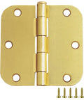 Heavy Duty Interior Door Hinges 3.5 Inch By 3.5 Inch 5 Eighth Inch Radius Satin Brass 10 Pack Steel Construction.