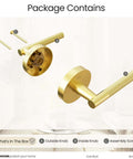 Package contents of Two Pack Knurled Brushed Gold Dummy Door Handles For Interior Doors with knobs and screws.