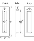 Flush Pull Two Pack Six Inch Rectangular Satin Brushed Hand Polished Chamfered Edges For A Smooth Safe Feel Free Of Sharp Edge Easy Installation diagram