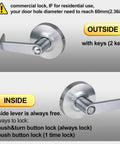 Keyed Entry Grade 2 Commercial Door Lever Lock Non-Handed Satin Chrome 26D Backset 2 3 Quarter Inch UL Fire Rated with keys and options