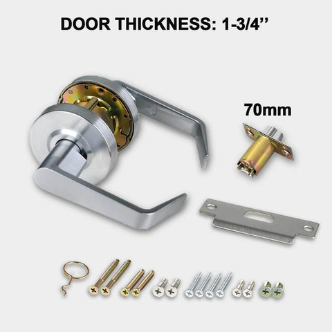 Passage Commercial Door Lever Heavy Duty Grade 2 Non Handed Satin Chrome 26D ADA Compliant UL 3 Hour Fire Rated components