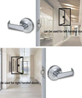 Heavy Duty Commercial Passage Door Lever In Satin Chrome Finish Nonlocking Grade 2 Door Handle installed on left and right sided doors