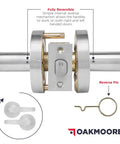 Rear view of Heavy Duty Commercial Door Lockset Keyed Entry Grade 2 For Office School And Industrial Use Satin Finish.