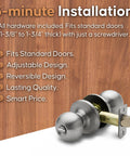 Privacy Interior Door Knob With Turn Button Lock ANSI Grade 3 Certified Modern Heavy Duty Handle in Satin Stainless Finish