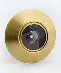 Door Viewer Peephole With 200 Degree Clarity And Heavy Duty Rotating Privacy Cover In Satin Gold Brass Fits One And Three Eighths Inches To Two And One Sixth Inches Doors Tough As Nails Anti Prying Security For Home Office And Hotel Built To Last shown front view.