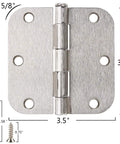 30 Pack Satin Nickel Brushed Interior Door Hinges 3.5 Inch Flat Iron Hinge With Five Eighths Inch Radius Rounded Corners Rotates 270 Degrees Includes 180 Screws