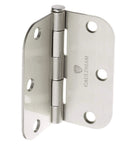 Front view of a single hinge from the (12 Pack) Heavy-Duty 3-1/2" Interior Door Hinges with 5/8" Radius Corners - Satin Nickel set.