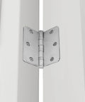 Close-up of 3 Pack 304 Stainless Steel Door Hinges 3.5 By 3.5 Inches Satin Nickel Brushed Finish installed on door.