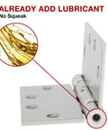 Close-up of Three Pack 4.5 Inch Satin Nickel Ball Bearing Door Hinges Commercial Grade Heavy Duty Mortise Hinges with lubricant diagram