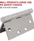 Three Pack 4.5 Inch Satin Nickel Ball Bearing Door Hinges Commercial Grade Heavy Duty Mortise Hinges For Interior Exterior Doors Square Steel.