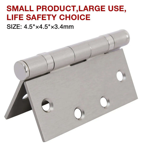 Three Pack 4.5 Inch Satin Nickel Ball Bearing Door Hinges Commercial Grade Heavy Duty Mortise Hinges For Interior Exterior Doors Square Steel.