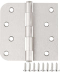 3 Pack Heavy Duty Satin Nickel Door Hinges For 4 Inch Doors With Square Rounded Corners And Five Eighths Inch Radius, 8 holes, includes screws