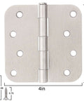 Three Pack Heavy Duty Satin Nickel Door Hinges Four Inch With Five Eighths Inch Radius Corners Includes Twenty Four Free Screws