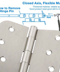 Three Pack Heavy Duty Satin Nickel Door Hinges Four Inch With Five Eighths Inch Radius Corners Includes Twenty Four Free Screws