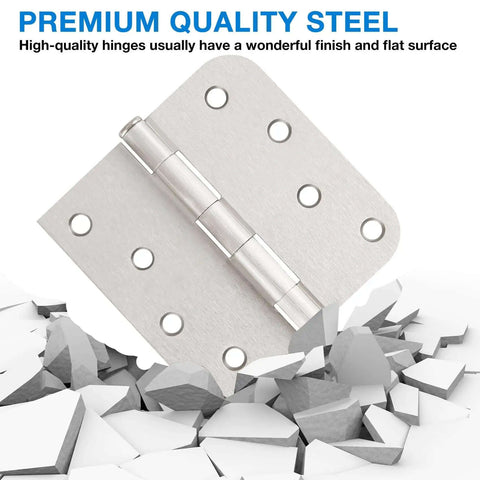 Premium quality steel 3 Pack Heavy Duty Satin Nickel Door Hinges For 4 Inch Doors With Square Rounded Corners And Five Eighths Inch Radius