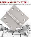 Three Pack 4.5 Inch Satin Nickel Ball Bearing Door Hinges Commercial Grade Heavy Duty Mortise Hinges for interior exterior doors