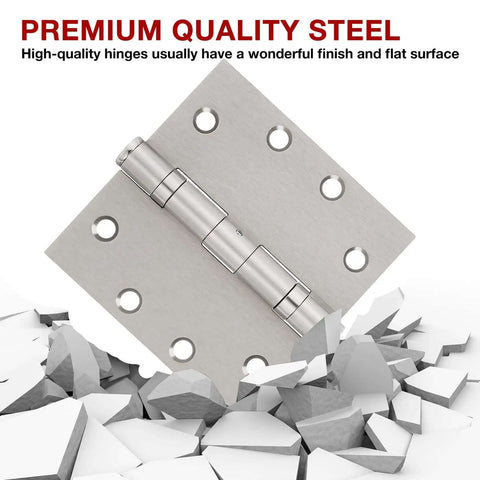 Three Pack 4.5 Inch Satin Nickel Ball Bearing Door Hinges Commercial Grade Heavy Duty Mortise Hinges for interior exterior doors