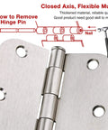 30 Pack Satin Nickel Brushed Interior Door Hinges 3.5 Inch Flat Iron Hinge With Five Eighths Inch Radius Rounded Corners Rotates 270 Degrees Includes 180 Screws Ideal For Doors Cabinets Boxes Farmhouse Bedroom Office Living Room Decor
