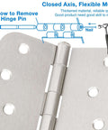 Diagram showing hinge pin removal process for 3 Pack Heavy Duty Satin Nickel Door Hinges For 4 Inch Doors With Square Rounded Corners.