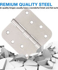 Three Pack Heavy Duty Satin Nickel Door Hinges Four Inch With Five Eighths Inch Radius Corners Includes Twenty Four Free Screws